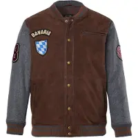 JP 1880 - Heren - Leren collegejas Bavaria leer rits tot 7XLL - Donkerbruin - Maat XL