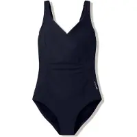 Speedo Shirred Swimsuit Dames - Badpak Dames met Uitneembare Cups - Zwempak Dames met Plooien - Badpak Dames met Verstelbare Bandjes - Zwart - 42