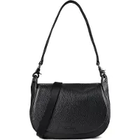 Mandarina Duck Leren schoudertas Mellow Leather Hunting Bag Nero zwart