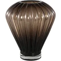 Ptmd Jayci Brown Glass Solid Glass Ribbed Vase L
