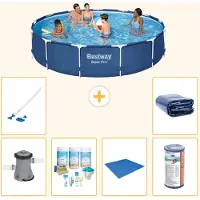 Bestway Steel Pro, ronde opblaasbare zwembad - 396x84 cm - 7-delig, model S21620