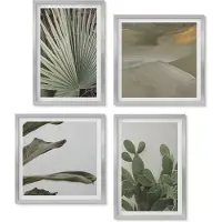Wallfluent 4-Delige Schilderij Set - Bladeren van tropische planten in pastelkleuren - 40 x 40 cm en 40 x 60 cm - Moderne Wanddecoratie - Woonkamer - Stijlvolle Muurdecoratie