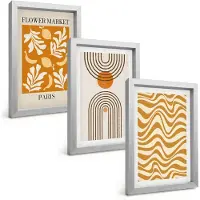 Tulup 4-Delige Schilderij Set - Modeposters met bloemen- en geometrische patronen - 20 x 30 cm - Muurdecoratie - Wanddecoratie - Hal - Moderne Wanddecoratie