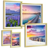 Tulup 5-Delige Schilderij Set - Natuurlijke landschappen met schilderachtige berggezichten - 50 x 50 cm, 20 x 30 cm en 40 x 60 cm - Stijlvolle Muurdecoratie - Kantoor