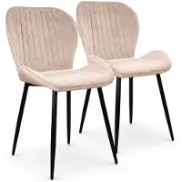 DS4U - Giulia eetkamerstoel - Set van 2 - Champagne - Velvet - Zwart metalen poten
