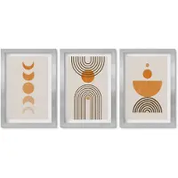 Wallfluent 3-Delige Schilderij Set - Boho Minimalistisch Decoratief Ontwerp - 20 x 30 cm - Muurdecoratie - Schilderijen Set - Woonkamer - Wanddecoratie