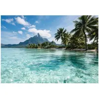 WALLARENA - Fotobehang - 150x105 cm - strand, palmen en lagune voor woonkamer en slaapkamer