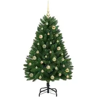 vidaXL Kunstkerstboom 120 cm 150 LED's Warmwit PVC en Staal Groen