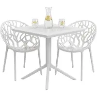 CLP Avara Tuinset met 2 Stoelen - Moderne Balkonset - Weerbestendig Stapelbare Tuinstoelen - Terras & Balkon - wit