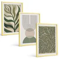 Tulup 4-Delige Schilderij Set - Abstracte bladeren en geometrische vormen - 40 x 60 cm - Wanddecoratie - Moderne Interieurdecoratie