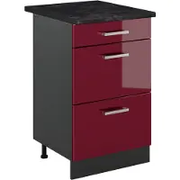 Vicco Keukenonderkast R-Line Rode hoogglans/Antraciet 50 cm antraciet werkblad, Model 69851