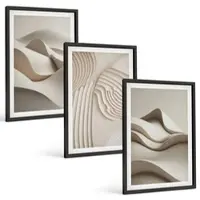 Tulup 4-Delige Schilderij Set - Abstracte golven en structuren in beigetinten - 40 x 60 cm - Muurdecoratie - Wanddecoratie - Slaapkamer - Interieur Decoratie
