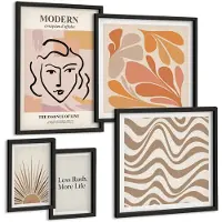 Tulup 4-Delige Schilderij Set - Moderne stijl met abstracte motieven en lijnen - 50 x 50 cm, 20 x 30 cm en 40 x 60 cm - Moderne Wanddecoratie - Slaapkamer