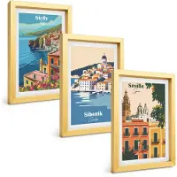 Tulup 4-Delige Schilderij Set - Europese stadsgezichten met kleurrijke gebouwen - 20 x 30 cm - Moderne Wanddecoratie - Woonkamer