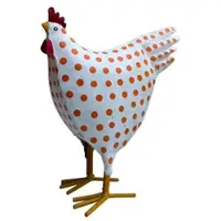 Exner Metalen haan 22 cm hoog in de kleur crème met oranje dots