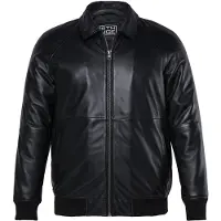 STHUGE - Heren - Leren blouson leer lamsnappa wattering tot 8XL - Zwart - Maat 3XL