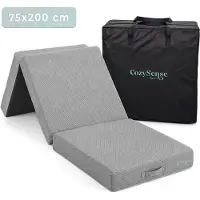 CozySense Opvouwbare Matras 75x200 cm – Logeermatras – Vouwmatras – Gel Traagschuim – Afneembare Hoes & Draagtas – 15 cm Dik – Medium
