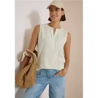 Cecil Dames Seersucker-blouse met strepen - Groen - M