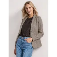 Street One Dames Eenvoudige blazer met reverskraag en patroon - Bruin - 38