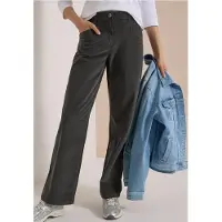 Cecil Dames Broek met High Waist en Wide Leg pijpen in een Loose Fit pasvorm - Groen - 38