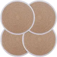 vidaXL Jute Placemat 4 st Natuurlijk en Wit 100% Tossa Jute