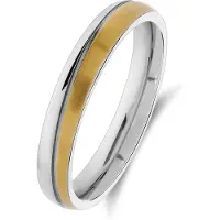Lucardi Heren Stalen bicolor liefdesring - Ring - Staal - Bicolor - 21 / 66 mm