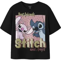 Name It Kids Shirt 'NKFADARA STITCH' blauw / goud / rosa / zwart
