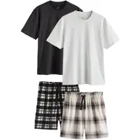 Next Pyjama kort ecru / lichtgrijs / donkergrijs / zwart