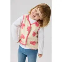 Name it MINI teddy jacquard gilet met hartjes - roze Hartjes - maat 80