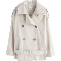 Next - Dames - Trenchcoat met lage riem, petite - Petite - Crème