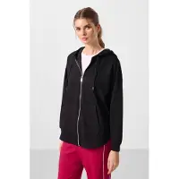 Tommy Life Oversized Hooded Lange Mouwen Zip Tuniek Top