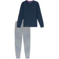 Schiesser Pyjama ' Casual Essentials ' donkerblauw / wit