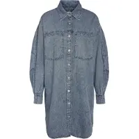 Noisy May Midi-jurk - NMENZA RICA LS SHIRT DRESS MG004MB NOOS - XS tot XL - voor Vrouwen - blauw - Maat M