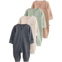 Next Rompertje/body crème / camel / navy / groen