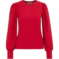 We fashion - Dames jersey top met structuur - Regular fit - Vuurrood - Maat: XXXL