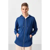 Tommy Life Overgevoerde Hoodie Langarm Zip Tuniek Top