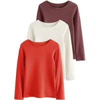 Next - Meisjes - Set van 3 geribbelde tops met lange mouwen - Rood