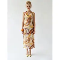 MixRay Abstract Chiffon Midi-jurk
