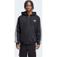 Adidas Sportsweatvest 'Essentials 3-Stripes Fleece Full-Zip' zwart / wit