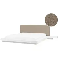 Beliani ZEN - Tweepersoonsbed met LED - Wit/Taupe - 180 x 200 cm - MDF