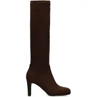 Manfield Donkerbruine suèdine hoge stretch laarzen | Maat 40