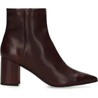 Manfield Burgundy leren enkellaarsjes met hak | Maat 38