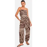 Lipsy Jumpsuit crème / donkerbruin