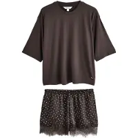 Next Pyjama chocoladebruin / wit