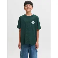 Jack & Jones Junior Shirt 'JJASTRO' donkergroen / wit