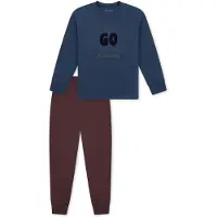Schiesser Nachtkledij ' Nightwear ' blauw / bruin
