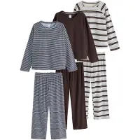 Next Pyjama duifblauw / lichtblauw / chocoladebruin / wolwit