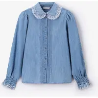 Sissy-Boy Lichtblauwe denim blouse met embroidery | Maat: L