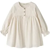 Lil´ Atelier Meisjes Jurken Nmfloba Ls Loose Dress Lil - Ecru - Maat 122