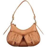 Coccinelle Leren schoudertas handtas Mavery Pocket Shoulder Bag Grained Leather Cognac bruine